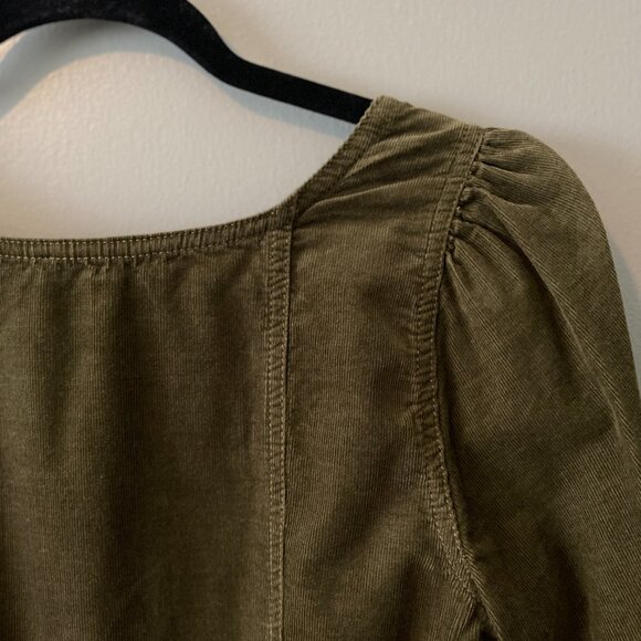 Madewell Olive Green Petite Corduroy Long-Sleeve Mini Dress, Size Petite 2 - Picture 7 of 11